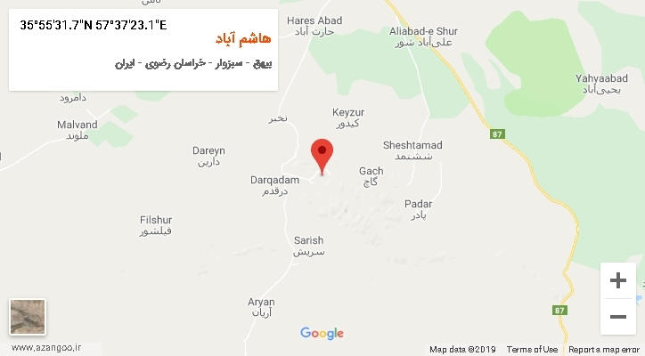 روستای هاشم آباد بر روی نقشه