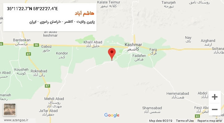 روستای هاشم آباد بر روی نقشه