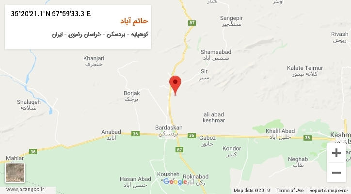 روستای حاتم آباد بر روی نقشه