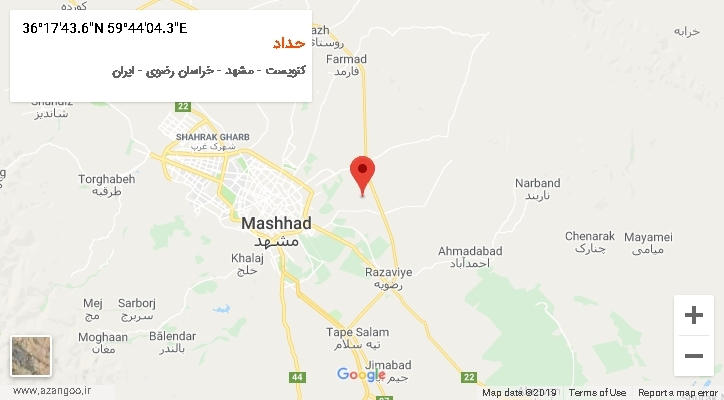 روستای حداد بر روی نقشه