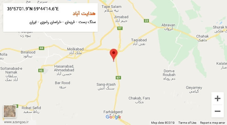 روستای هدایت آباد بر روی نقشه