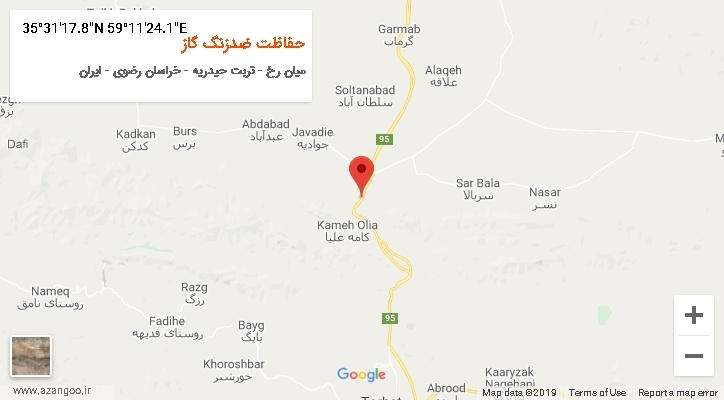 روستای حفاظت ضدزنگ گاز بر روی نقشه