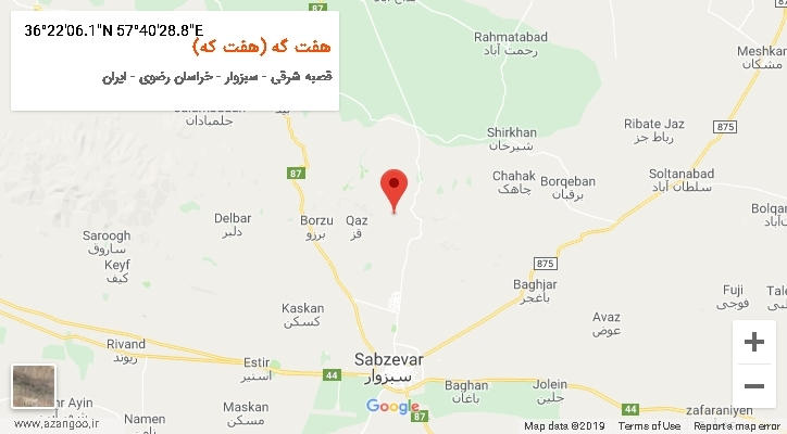 روستای هفت گه (هفت که) بر روی نقشه