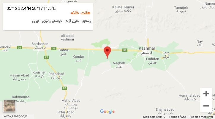 روستای هفت خانه بر روی نقشه