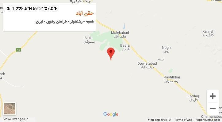 روستای حقن آباد بر روی نقشه