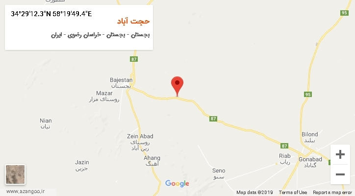 روستای حجت آباد بر روی نقشه