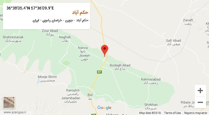 روستای حکم آباد بر روی نقشه