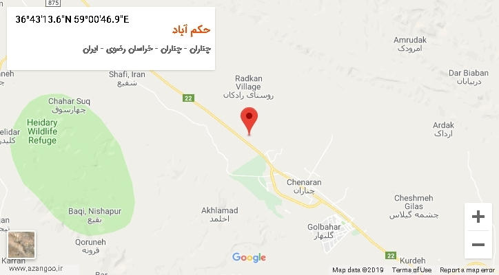 روستای حکم آباد بر روی نقشه