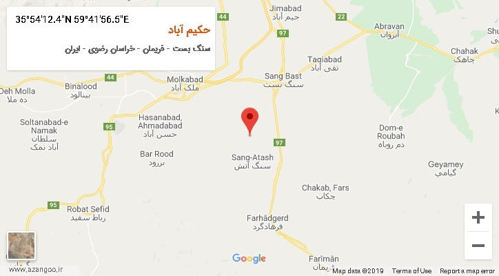 روستای حکیم آباد بر روی نقشه
