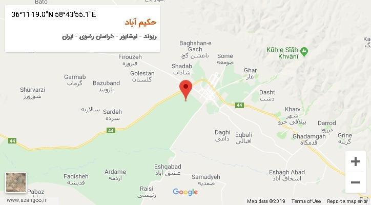 روستای حکیم آباد بر روی نقشه