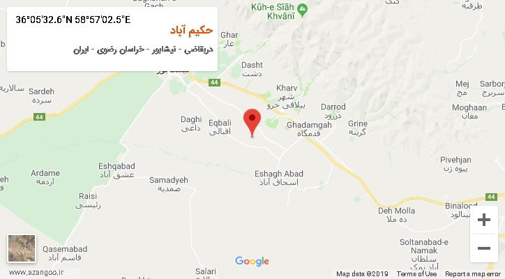 روستای حکیم آباد بر روی نقشه