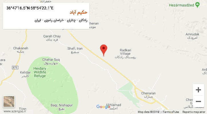 روستای حکیم آباد بر روی نقشه