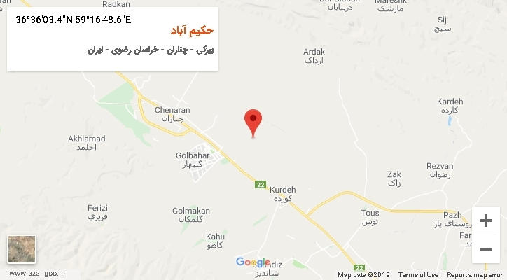 روستای حکیم آباد بر روی نقشه