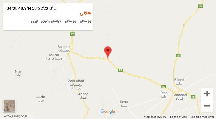 روستای هلالی بر روی نقشه
