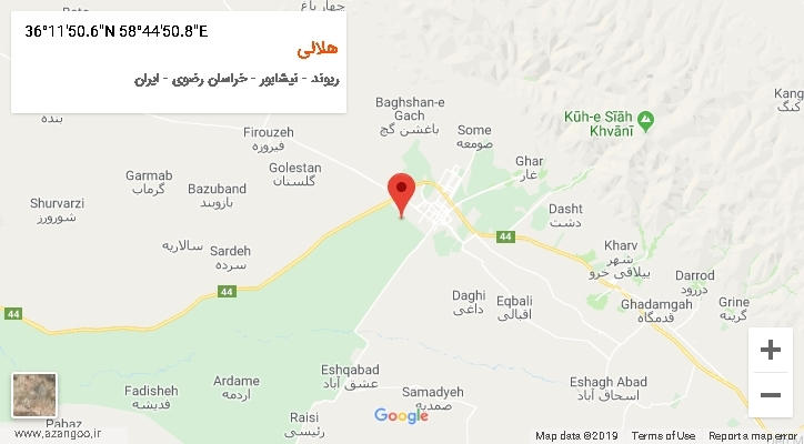 روستای هلالی بر روی نقشه