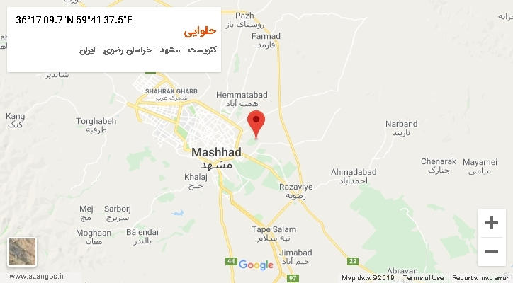 روستای حلوایی بر روی نقشه