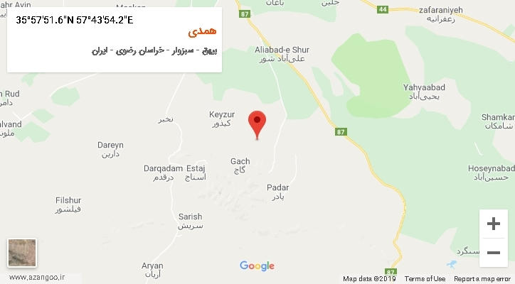 روستای همدی بر روی نقشه