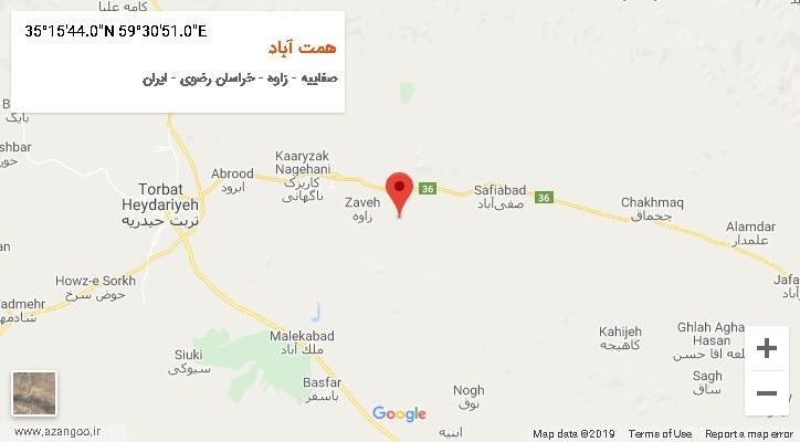 روستای همت آباد بر روی نقشه