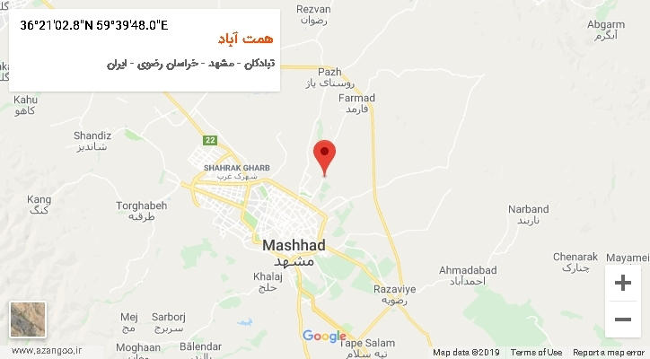 روستای همت آباد بر روی نقشه
