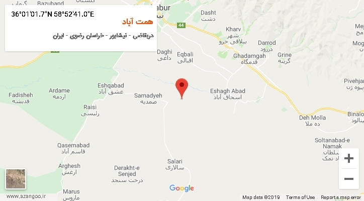 روستای همت آباد بر روی نقشه