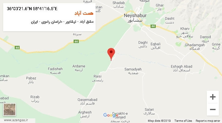 روستای همت آباد بر روی نقشه