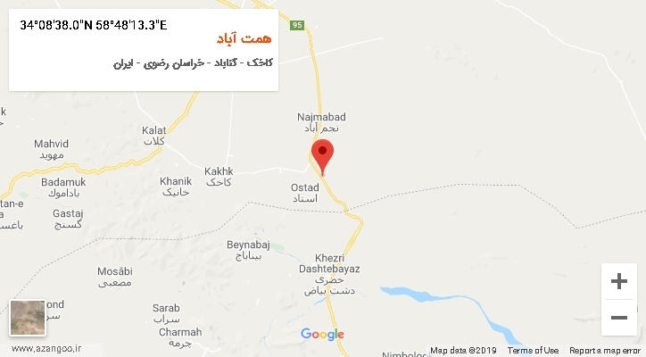 روستای همت آباد بر روی نقشه