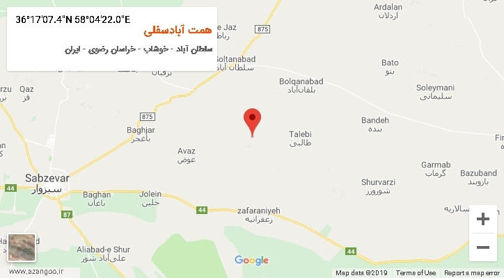 روستای همت آبادسفلی بر روی نقشه