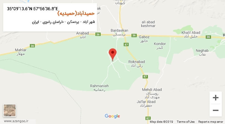 روستای حمیدآباد(حمیدیه) بر روی نقشه