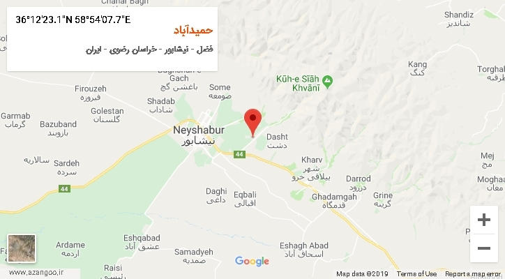 روستای حمیدآباد بر روی نقشه
