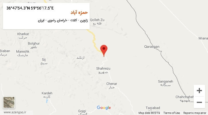 روستای حمزه آباد بر روی نقشه