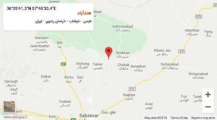 روستای هندآباد بر روی نقشه