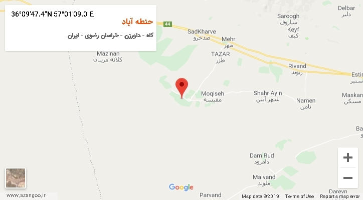 روستای حنطه آباد بر روی نقشه