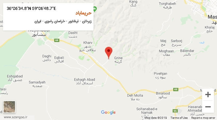 روستای حریماباد بر روی نقشه