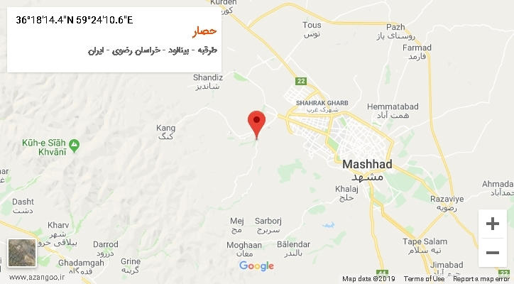 روستای حصار بر روی نقشه
