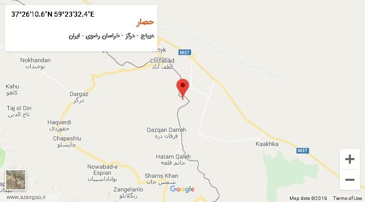 روستای حصار بر روی نقشه