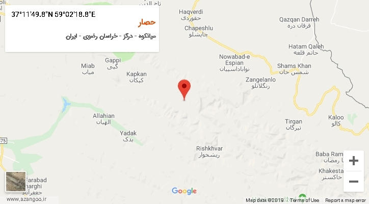 روستای حصار بر روی نقشه