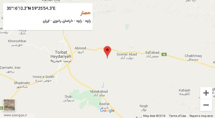 روستای حصار بر روی نقشه