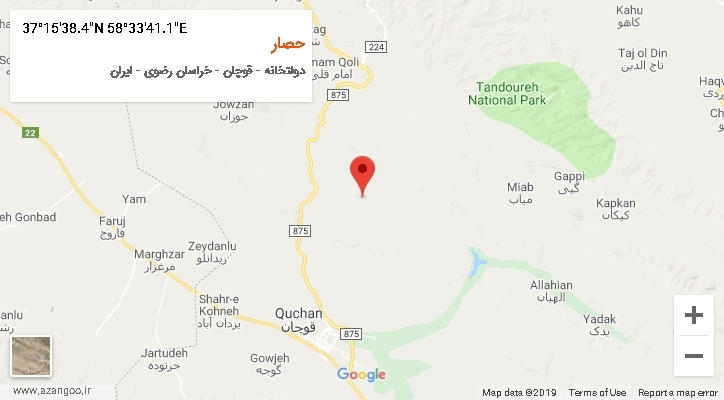 روستای حصار بر روی نقشه