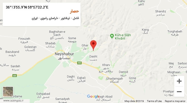 روستای حصار بر روی نقشه