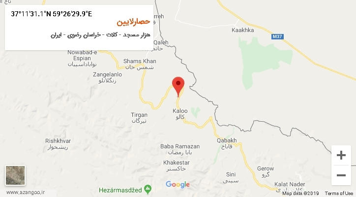 روستای حصارلایین بر روی نقشه