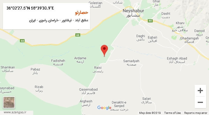 روستای حصارنو بر روی نقشه
