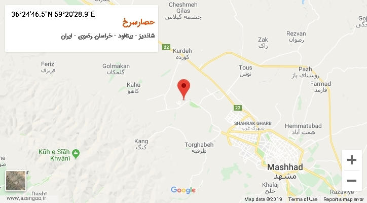 روستای حصارسرخ بر روی نقشه