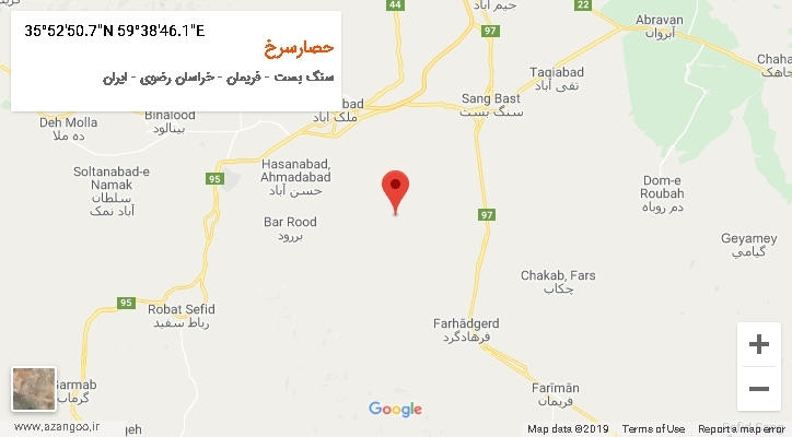 روستای حصارسرخ بر روی نقشه