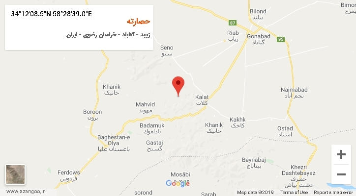 روستای حصارته بر روی نقشه
