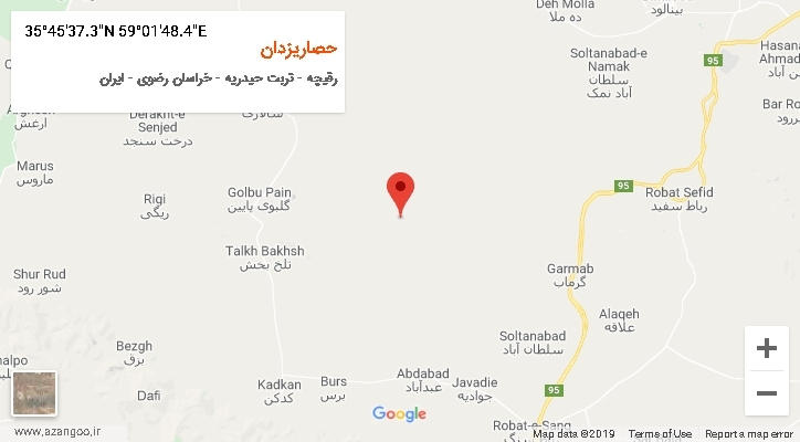 روستای حصاریزدان بر روی نقشه