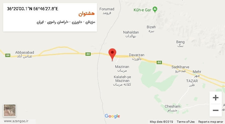 روستای هشتوان بر روی نقشه