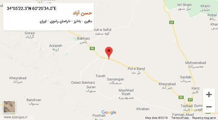 روستای حسن آباد بر روی نقشه