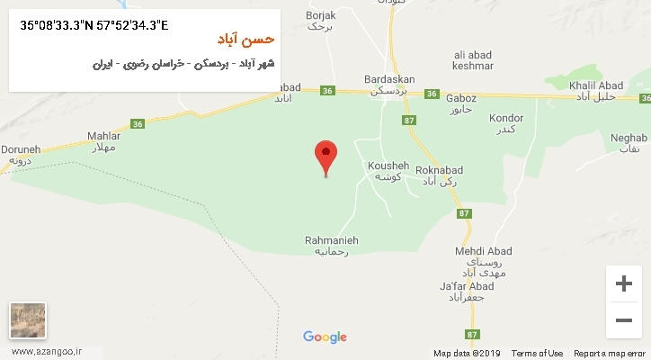 روستای حسن آباد بر روی نقشه