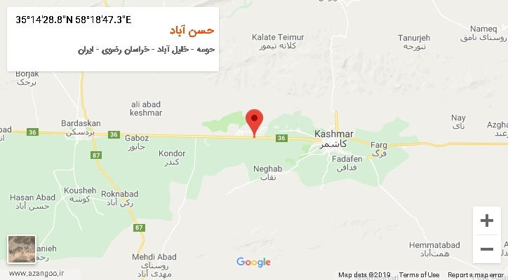 روستای حسن آباد بر روی نقشه