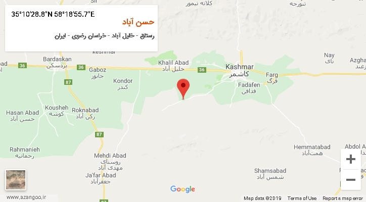 روستای حسن آباد بر روی نقشه